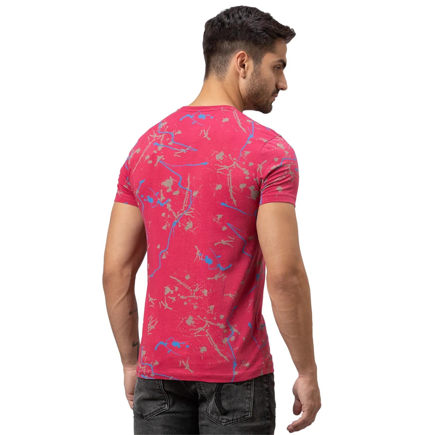 Raspberry Wine Slim Fit Round Neck Men's T-Shirt by Being Human Clothing