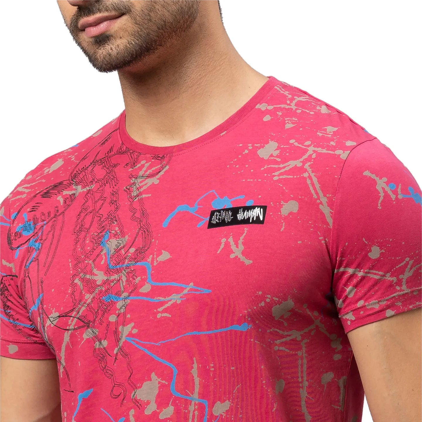 Raspberry Wine Slim Fit Round Neck Men's T-Shirt by Being Human Clothing