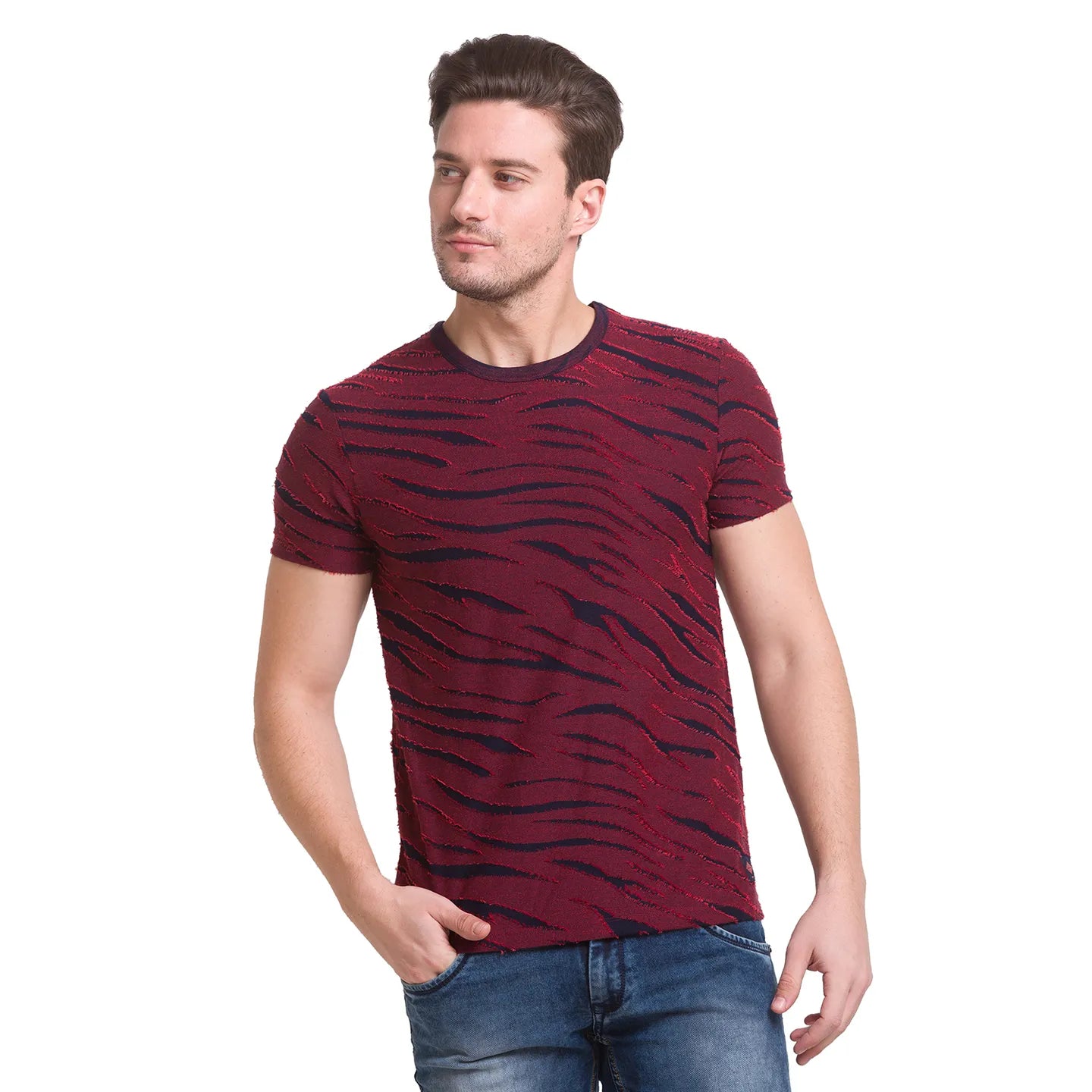 Being Human Clothing Men Slim Fit Crew Neck T-Shirts-Red