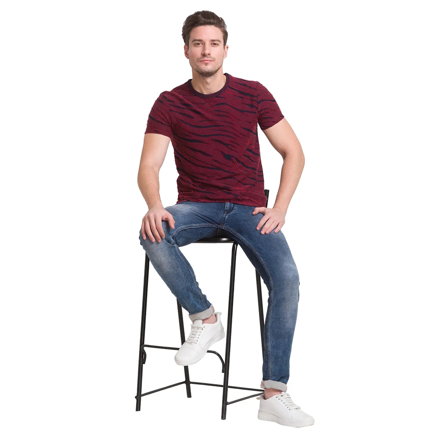 Being Human Clothing Men Slim Fit Crew Neck T-Shirts-Red