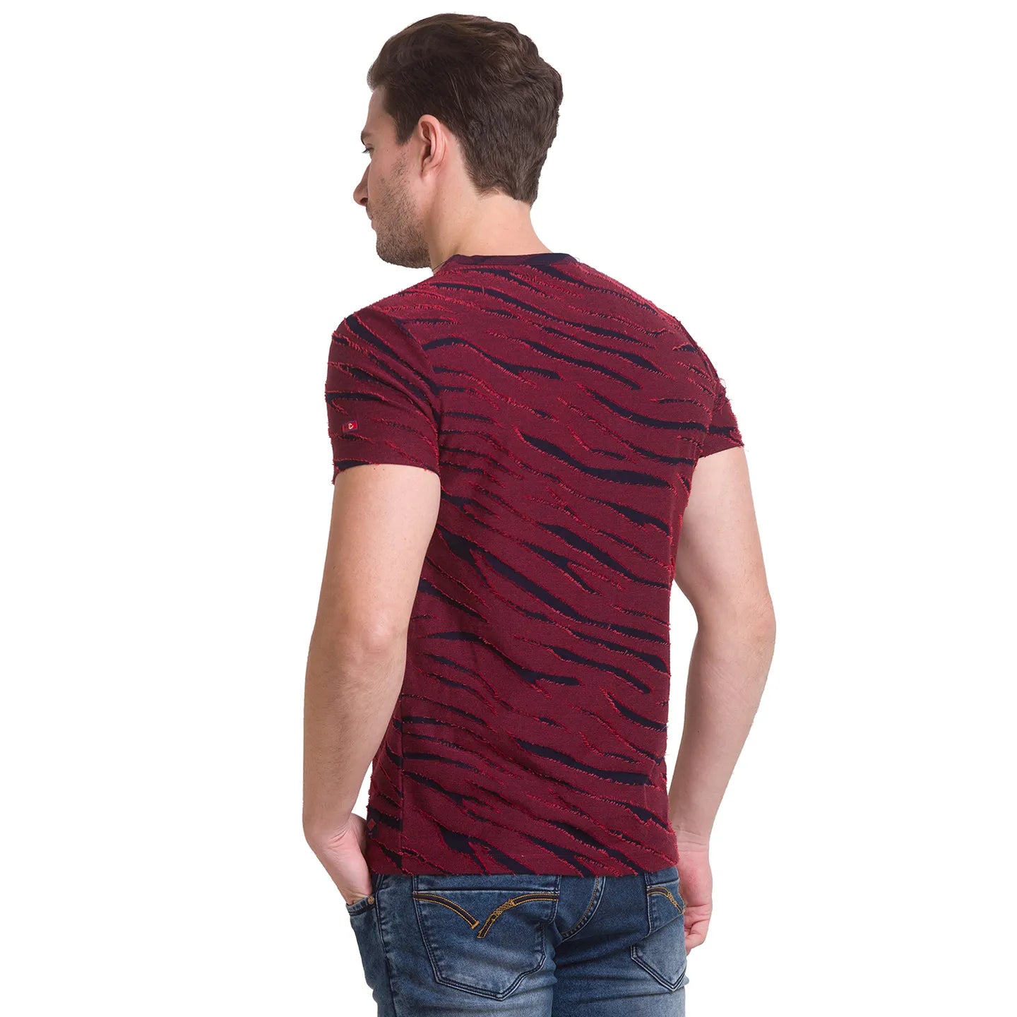 Being Human Clothing Men Slim Fit Crew Neck T-Shirts-Red