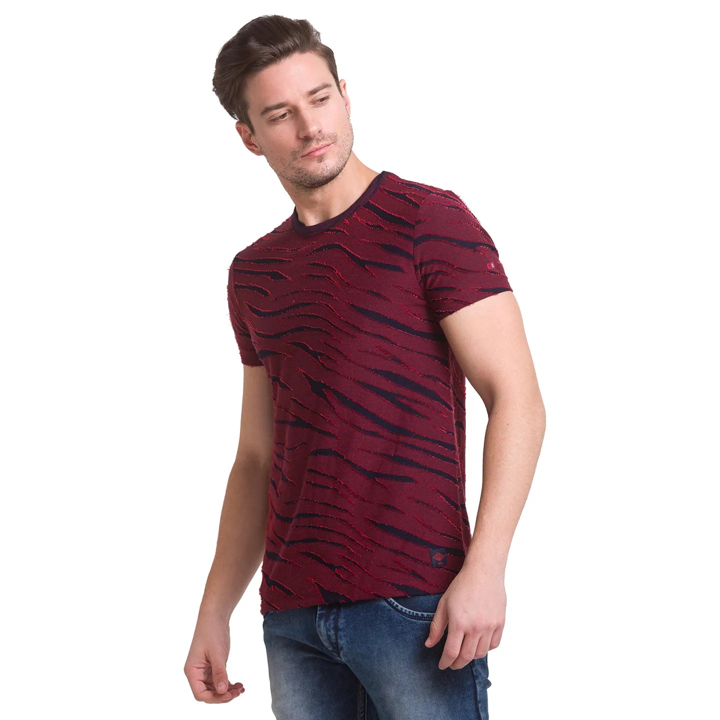 Being Human Clothing Men Slim Fit Crew Neck T-Shirts-Red