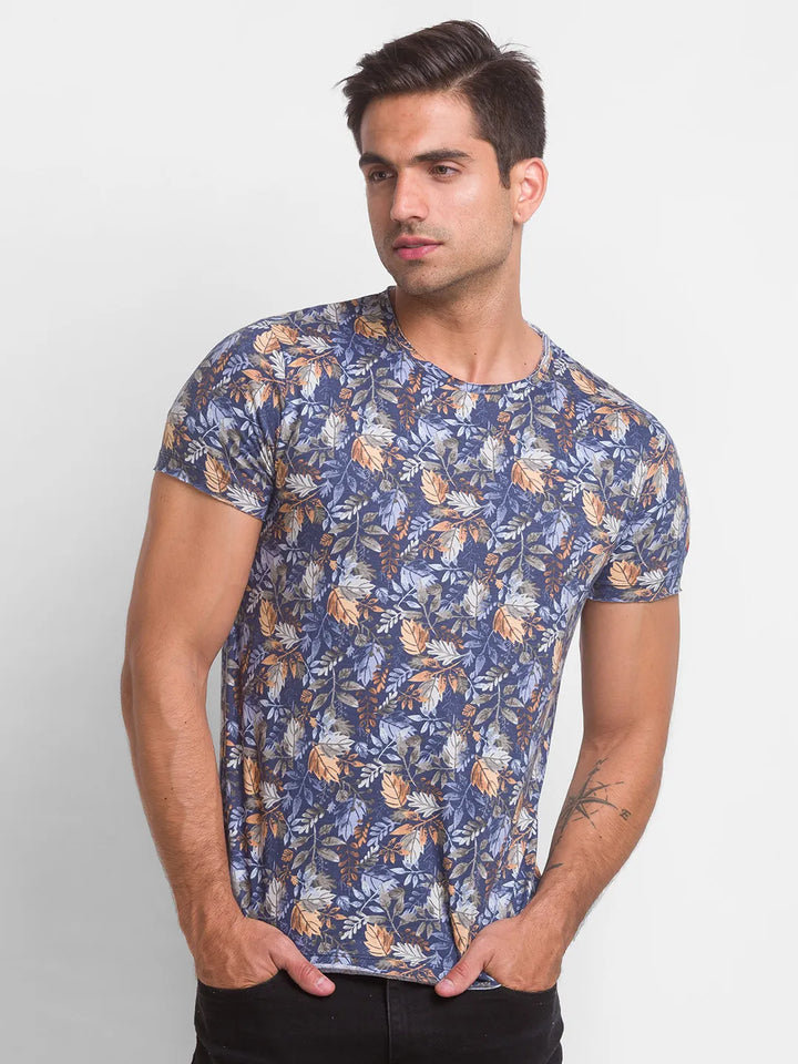 Blue Regular Fit Men's Short Sleeves T-Shirt by Being Human Clothing