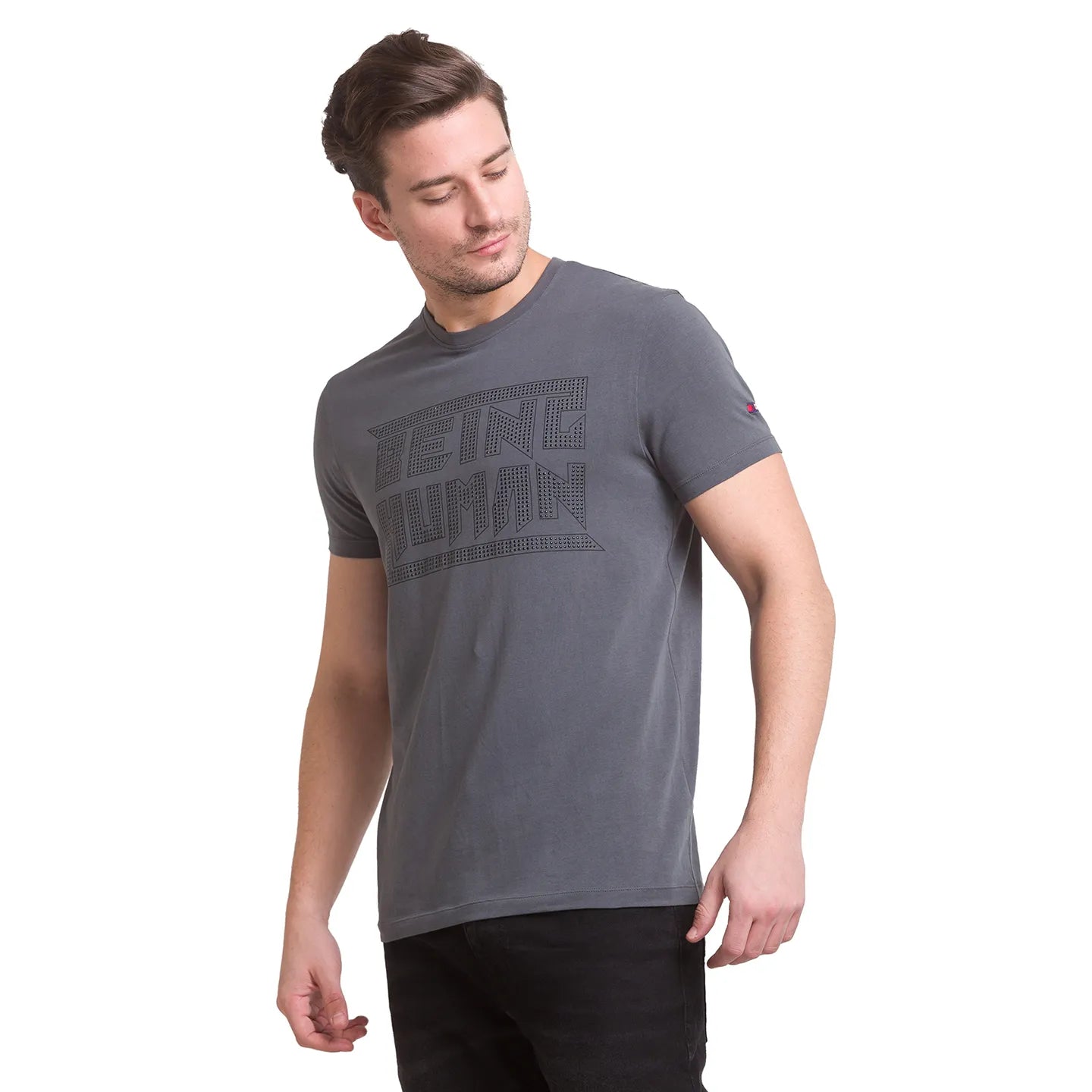 Being Human Clothing Men Regular Fit Crew Neck T-Shirts-Dark Grey