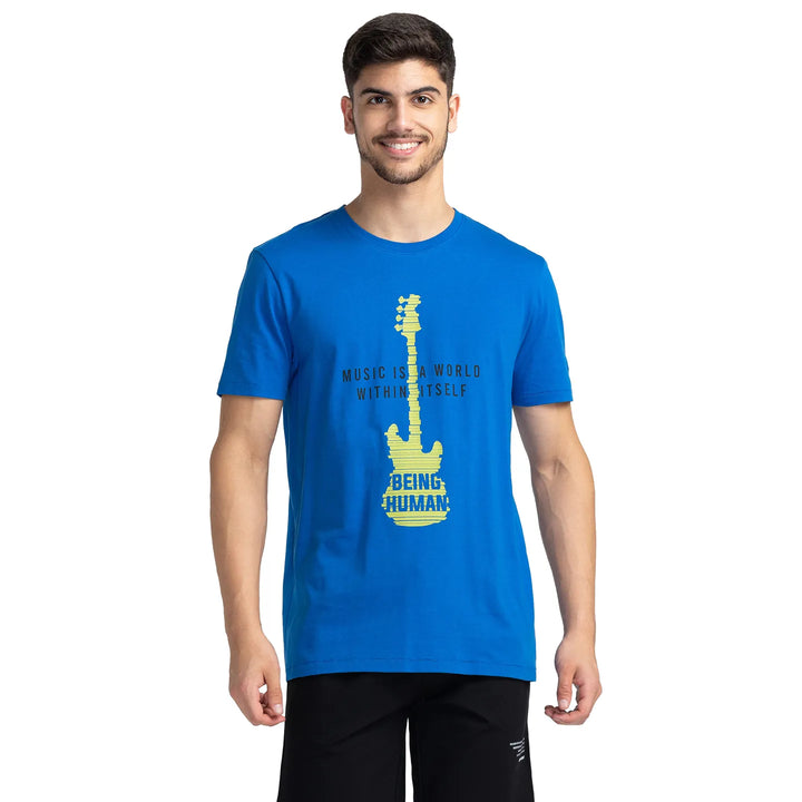 Classic Blue Regular Fit Round Neck Men's T-Shirt by Being Human Clothing
