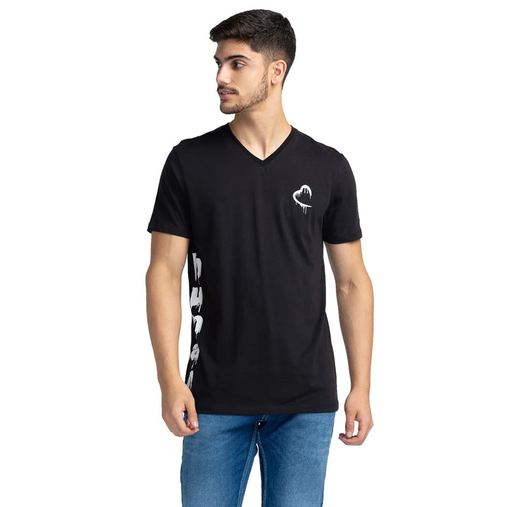 Black Regular Fit Men's Short Sleeves T-Shirt by Being Human Clothing