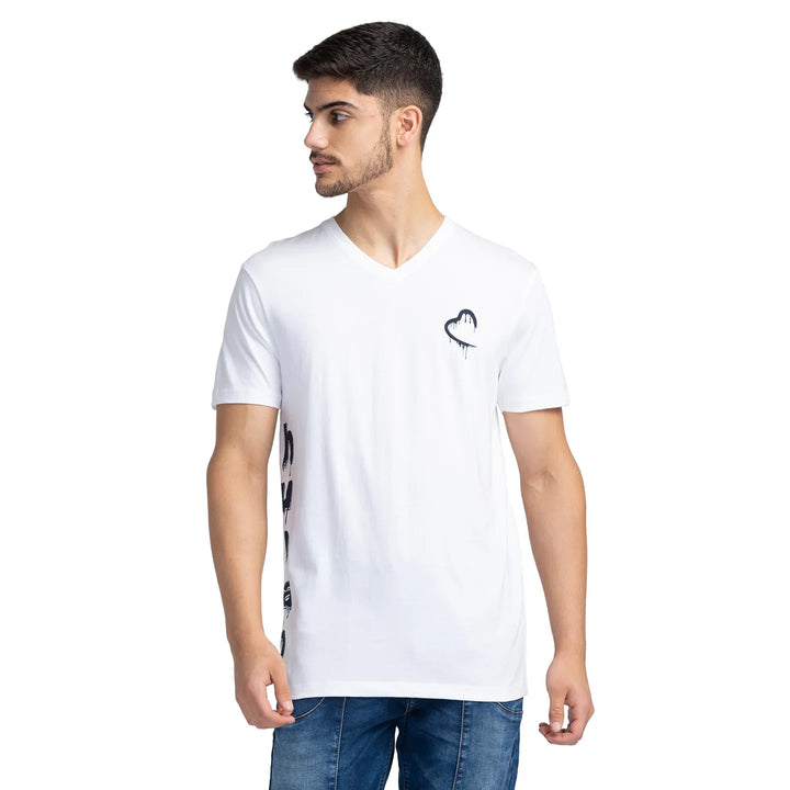 White Regular Fit Men's Short Sleeves T-Shirt by Being Human Clothing