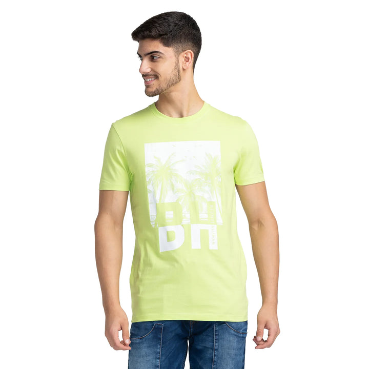Green Regular Fit Men's Short Sleeves T-Shirt by Being Human Clothing