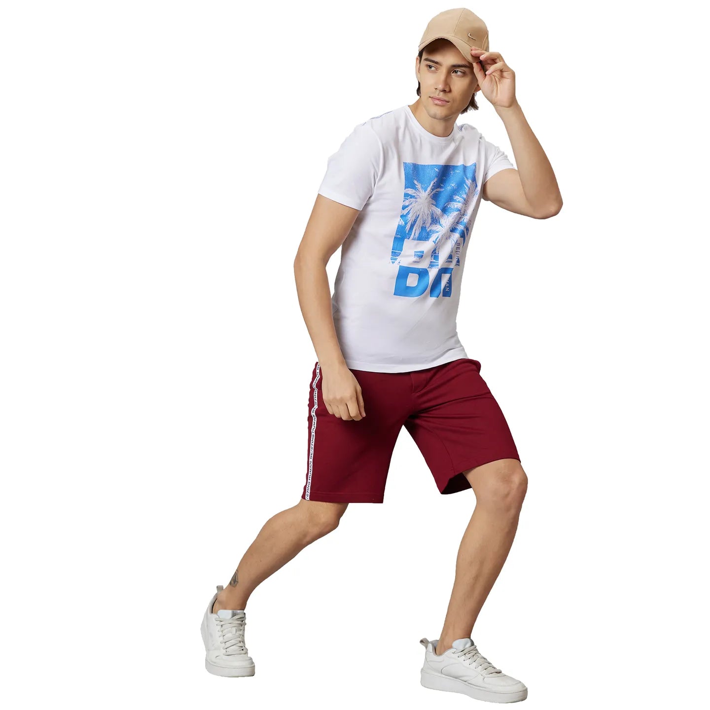 White Regular Fit Round Neck Men's T-Shirt by Being Human Clothing