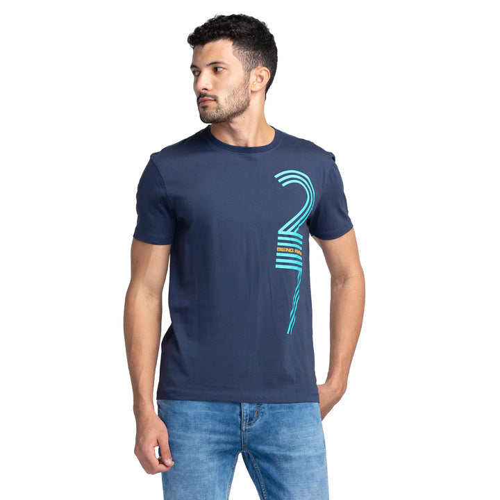 Blue Regular Fit Men's Short Sleeves T-Shirt by Being Human Clothing
