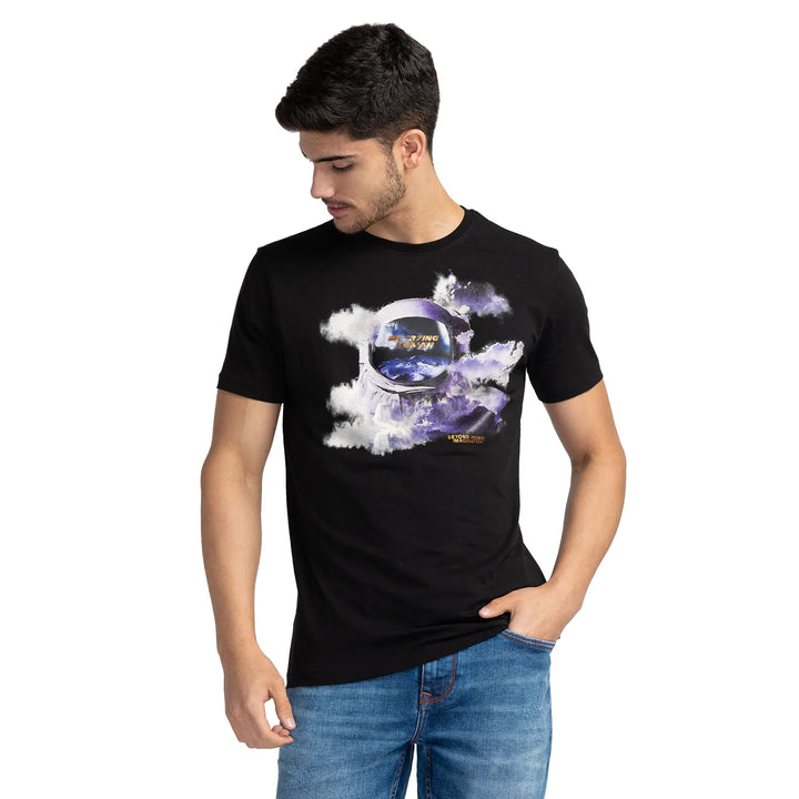 Black Regular Fit Round Neck Men's T-Shirt by Being Human Clothing