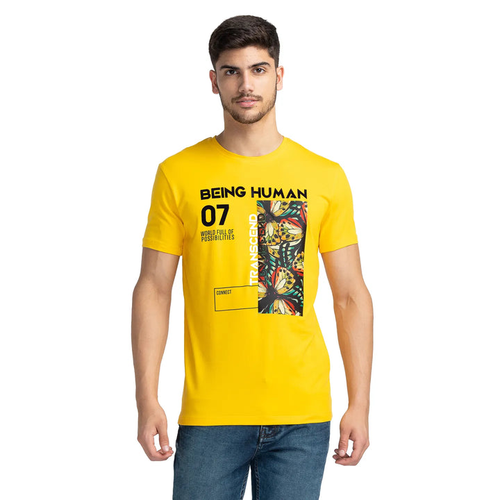 Daffodil Regular Fit Round Neck Men's T-Shirt by Being Human Clothing