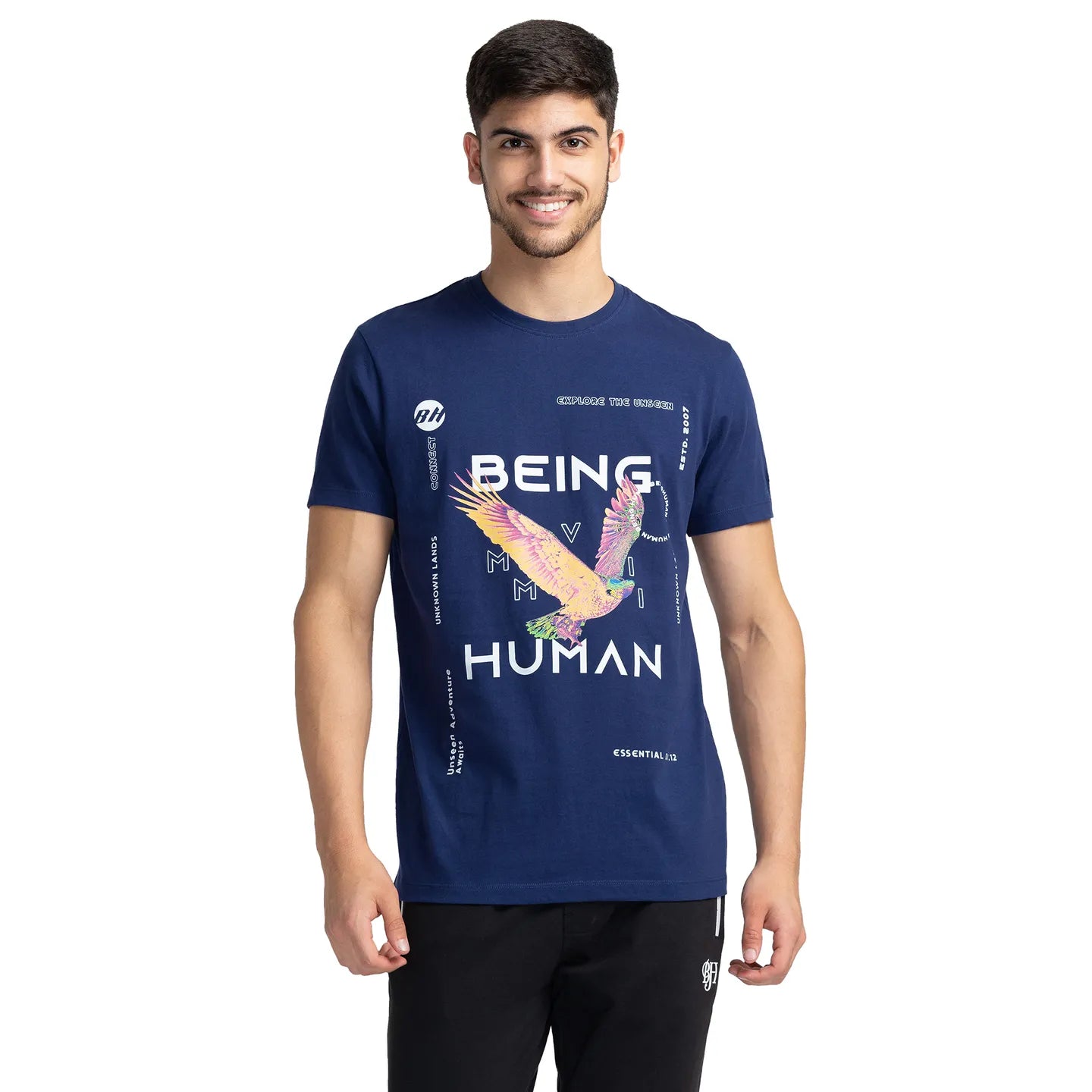 Being Human Clothing Men Regular Fit Crew Neck T-Shirts-Navy