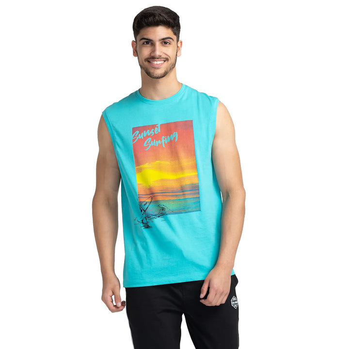 Blue Regular Fit Round Neck Men's T-Shirt by Being Human Clothing