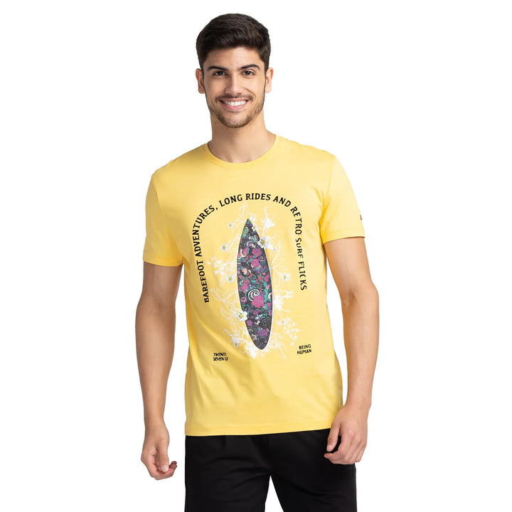 Daffodil Regular Fit Round Neck Men's T-Shirt by Being Human Clothing