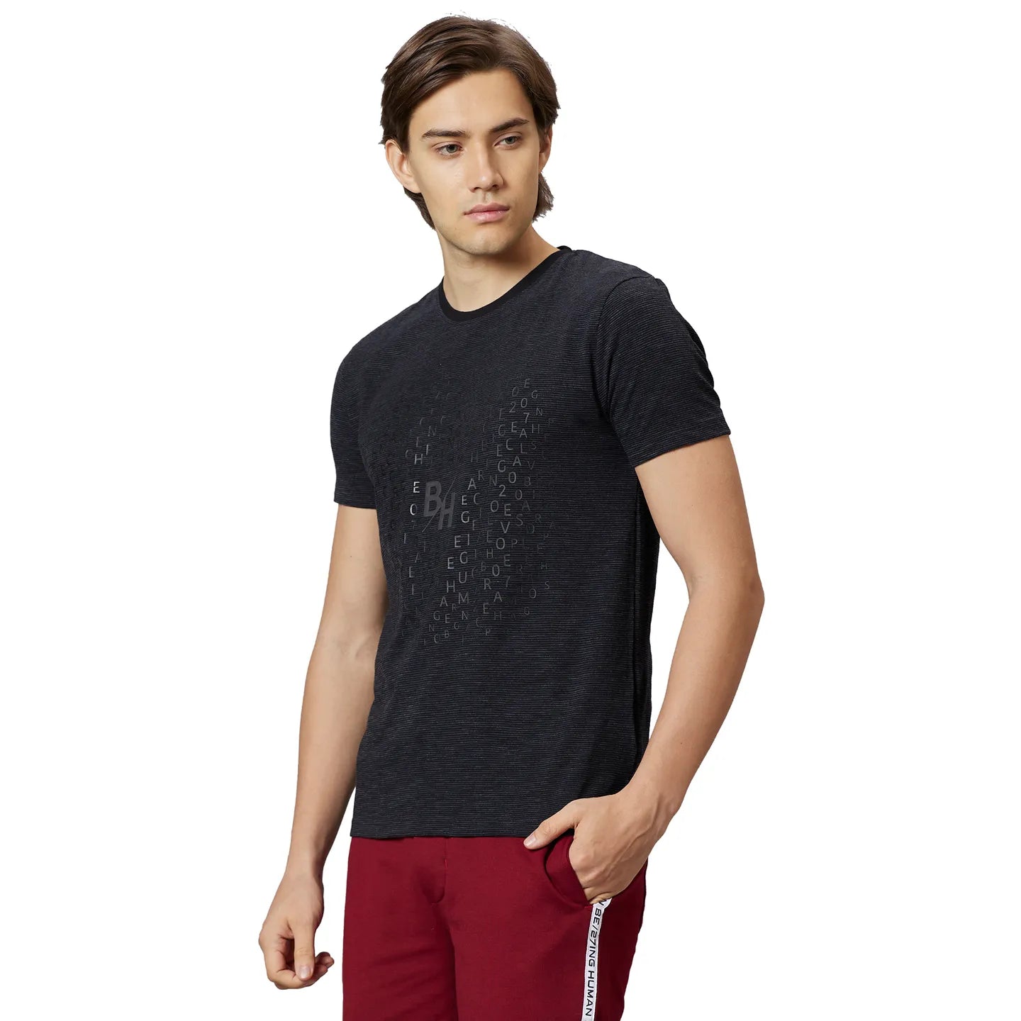 Being Human Clothing Men Regular Fit Crew Neck T-Shirts-Black