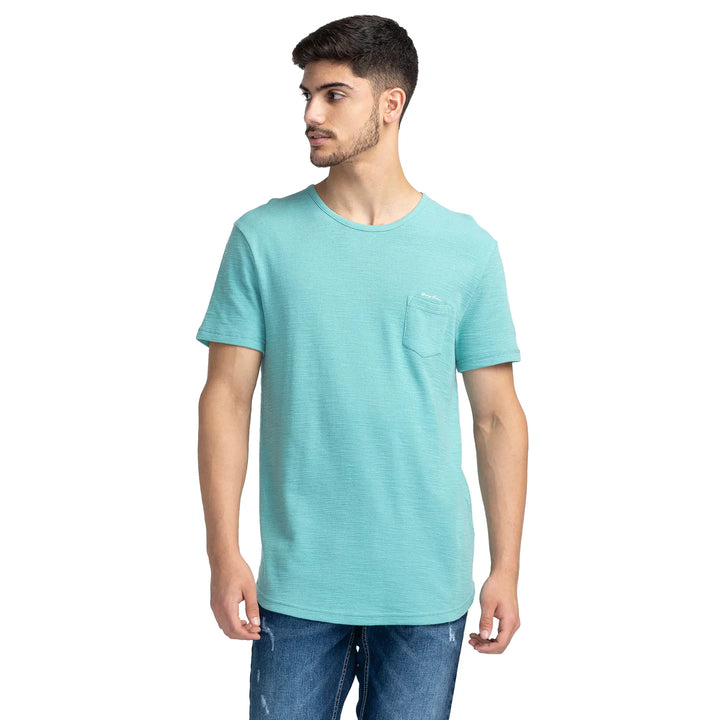Blue Regular Fit Round Neck Men's T-Shirt by Being Human Clothing