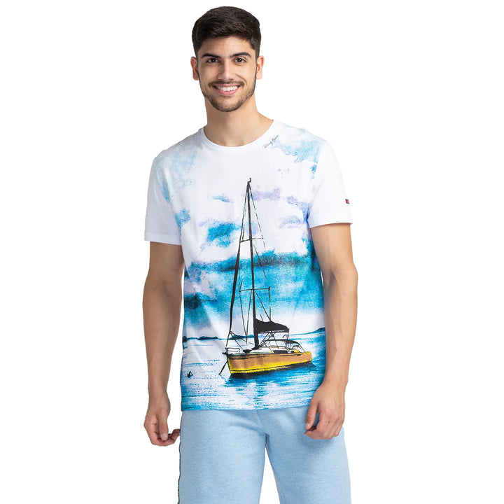 White Regular Fit Men's Short Sleeves T-Shirt by Being Human Clothing