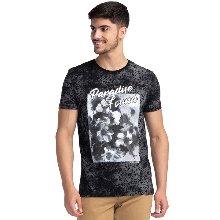 Black Regular Fit Round Neck Men's T-Shirt by Being Human Clothing