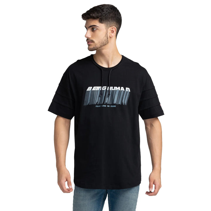 Black Regular Fit Men's Short Sleeves T-Shirt by Being Human Clothing