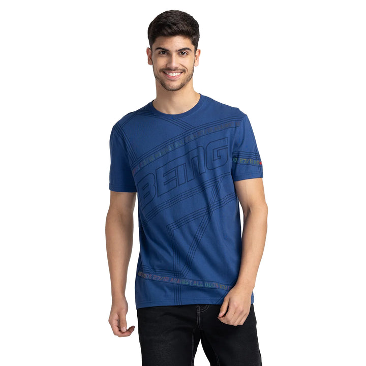 Midnight Navy Regular Fit Round Neck Men's T-Shirt by Being Human Clothing