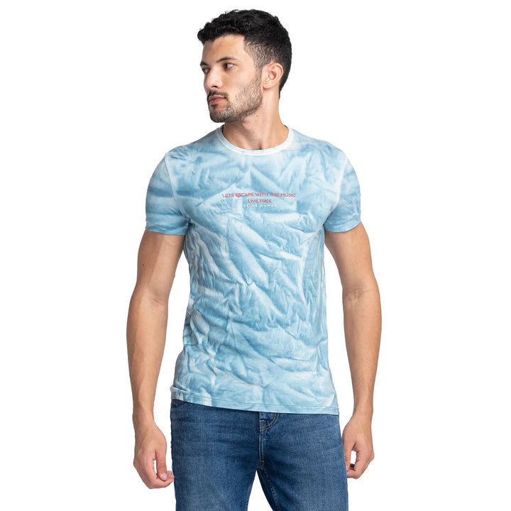 Blue Coral Regular Fit Round Neck Men's T-Shirt by Being Human Clothing