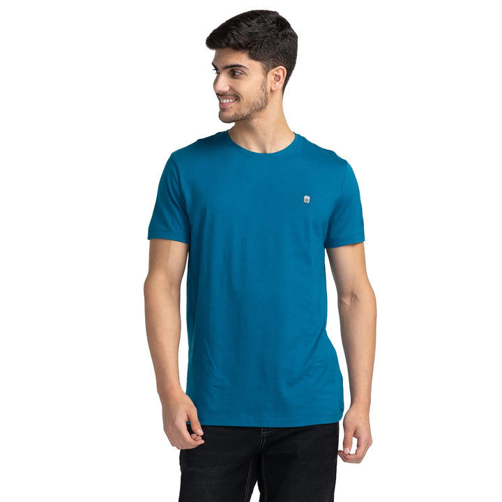 Turquoise Regular Fit Round Neck Men's T-Shirt by Being Human Clothing