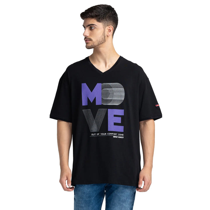 Black Regular Fit Round Neck Men's T-Shirt by Being Human Clothing