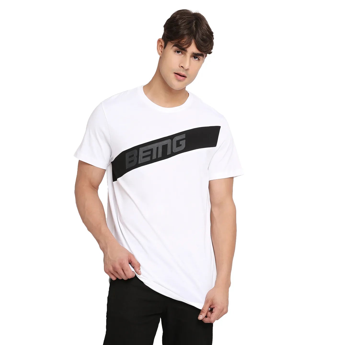 White Regular Fit Round Neck Men's T-Shirt by Being Human Clothing