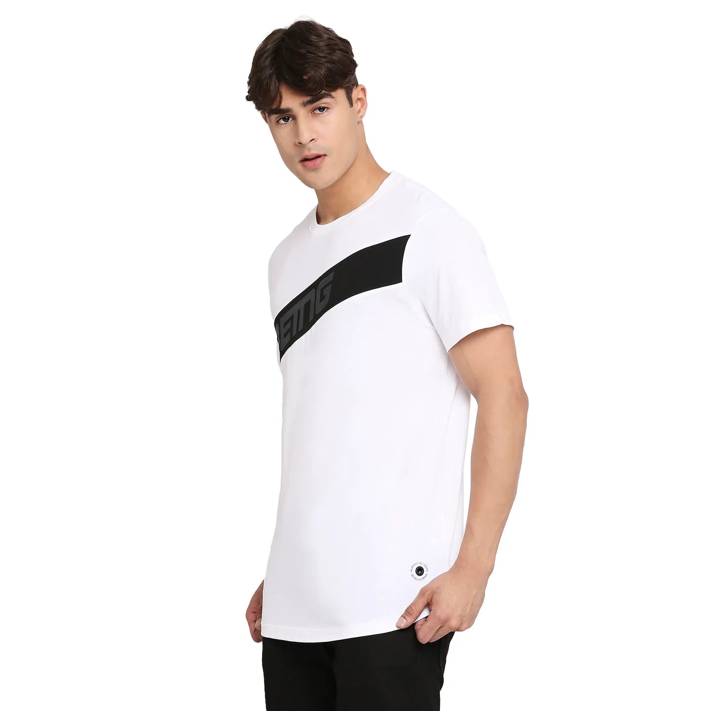 White Regular Fit Round Neck Men's T-Shirt by Being Human Clothing