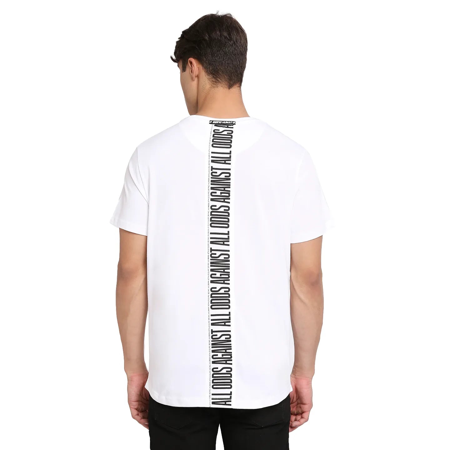 White Regular Fit Round Neck Men's T-Shirt by Being Human Clothing