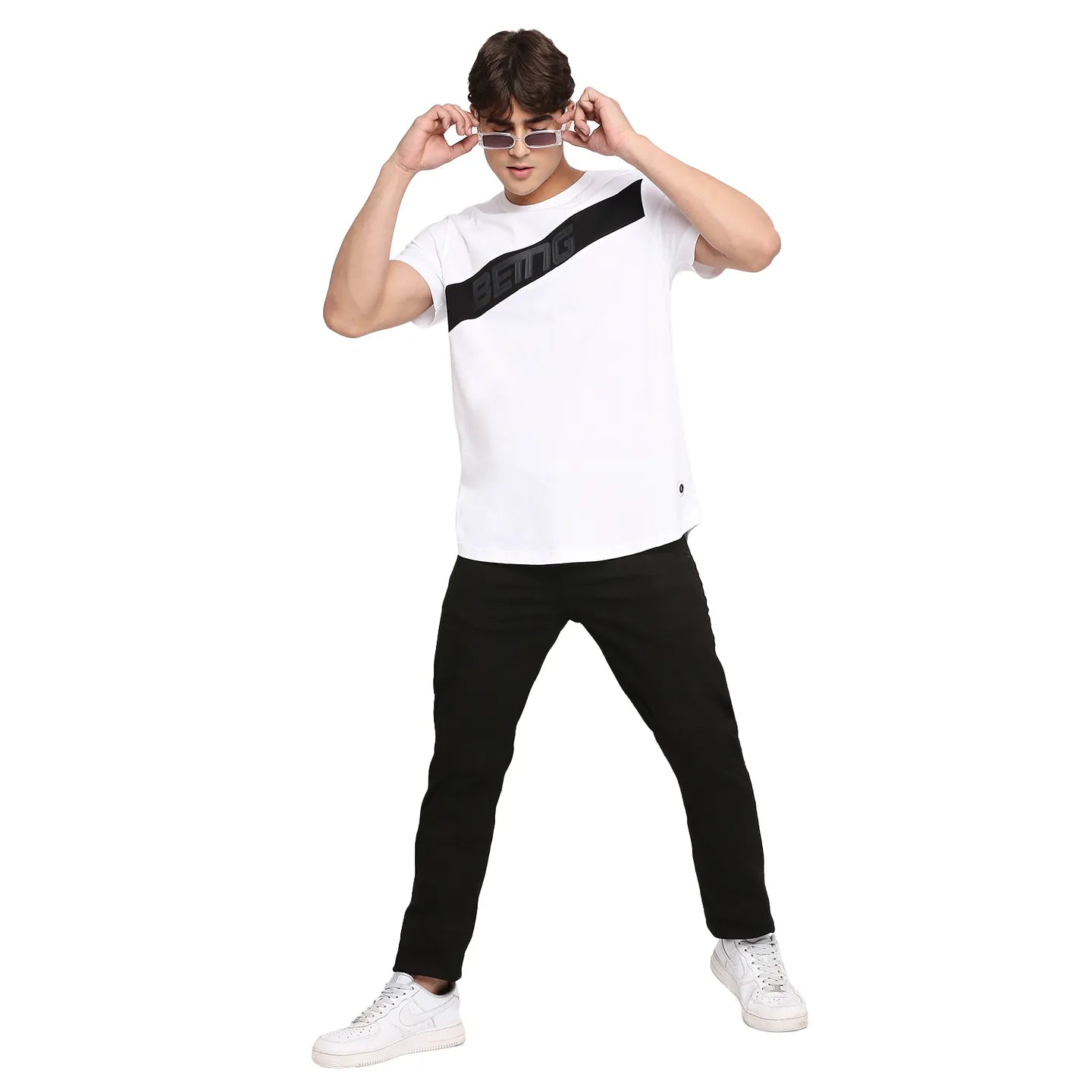 White Regular Fit Round Neck Men's T-Shirt by Being Human Clothing