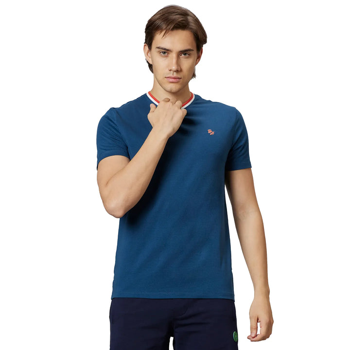 Teal Regular Fit Round Neck Men's T-Shirt by Being Human Clothing