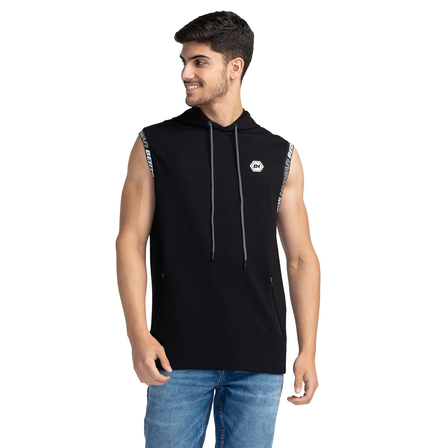 Black Regular Fit Round Neck Men's T-Shirt by Being Human Clothing