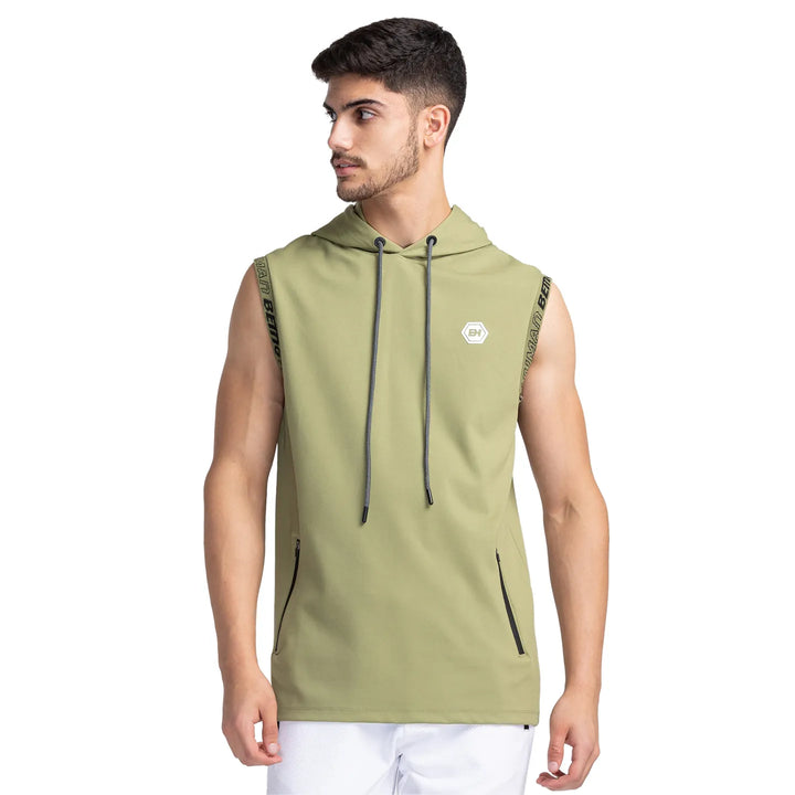 Green Regular Fit Men's Sleeveless T-Shirt by Being Human Clothing