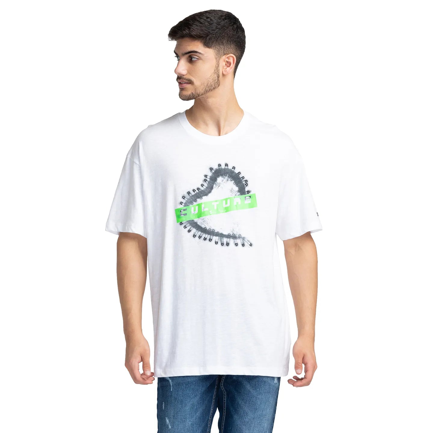 White Regular Fit Round Neck Men's T-Shirt by Being Human Clothing