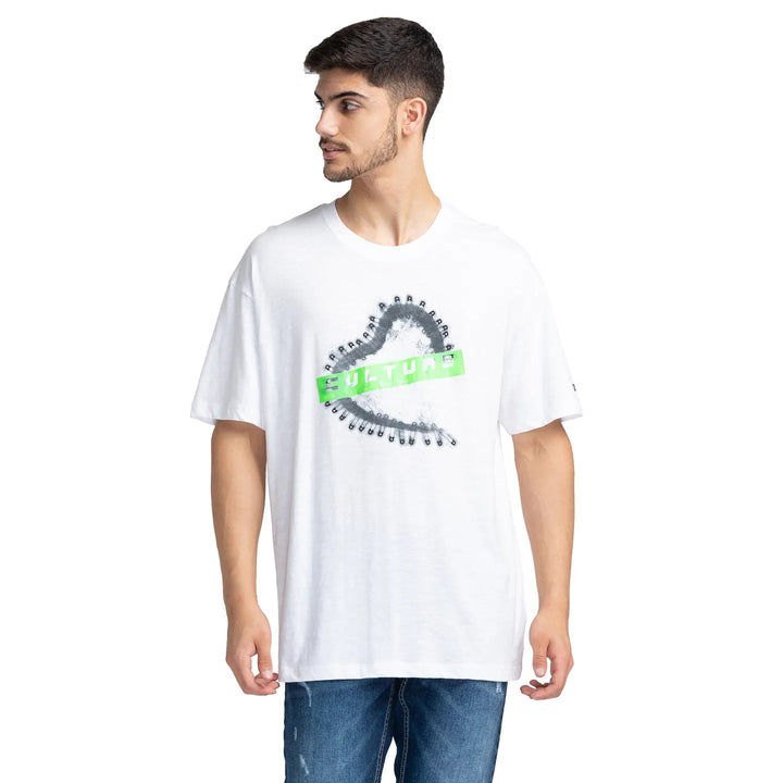 White Regular Fit Round Neck Men's T-Shirt by Being Human Clothing