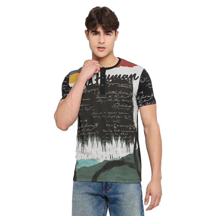 Black Regular Fit Round Neck Men's T-Shirt by Being Human Clothing