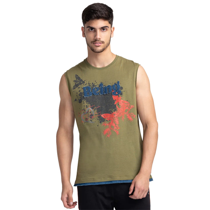 Olive Regular Fit Round Neck Men's T-Shirt by Being Human Clothing