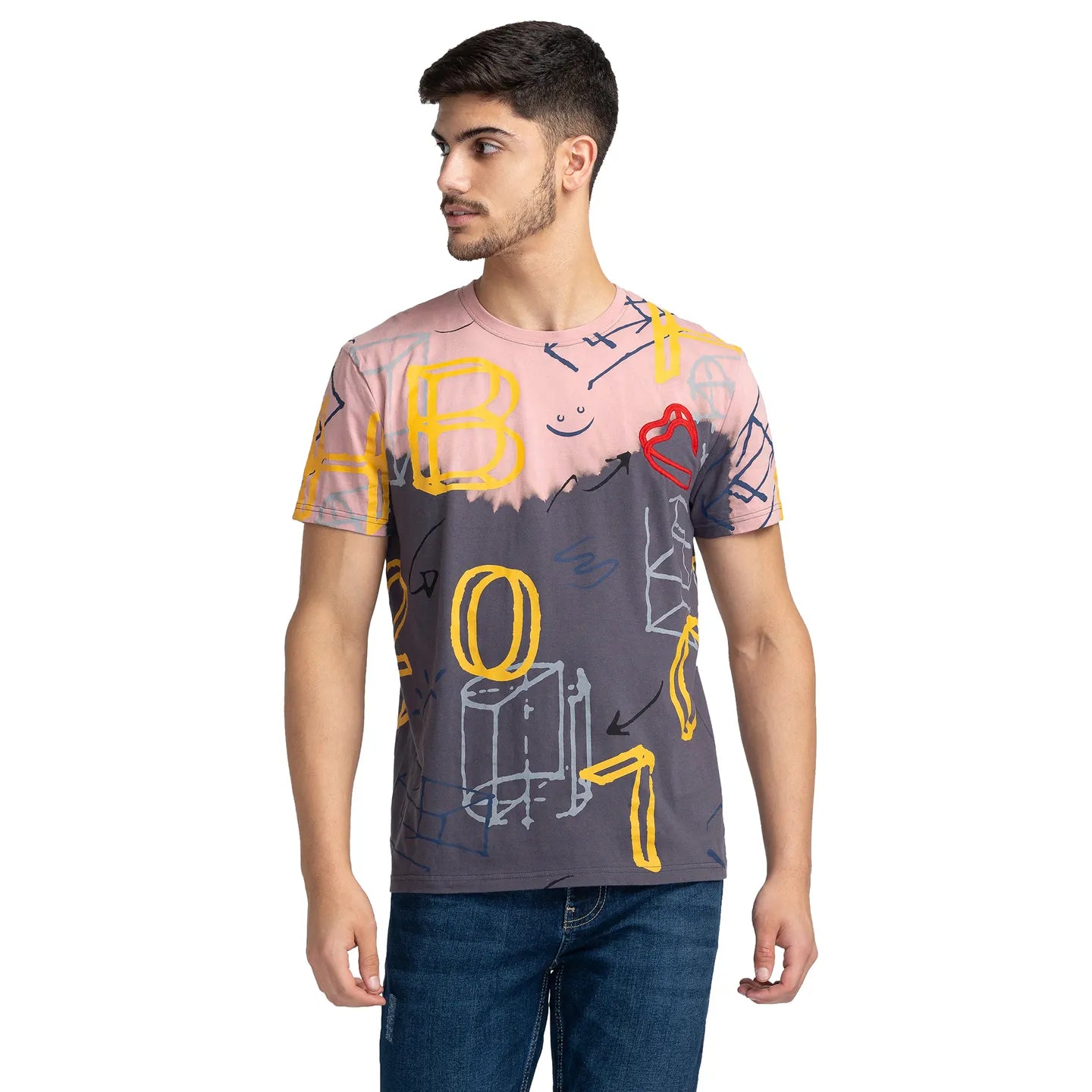 Grey Regular Fit Men's Short Sleeves T-Shirt by Being Human Clothing