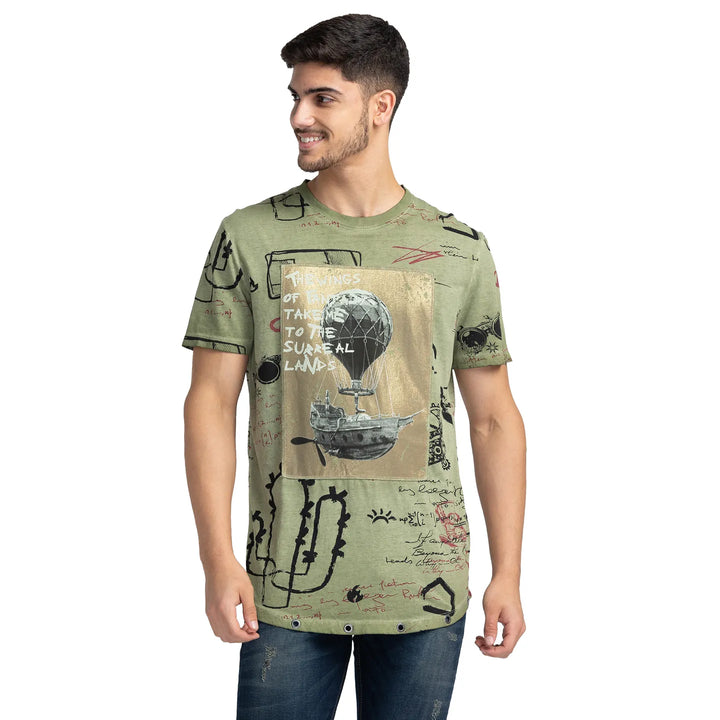 Green Regular Fit Men's Short Sleeves T-Shirt by Being Human Clothing