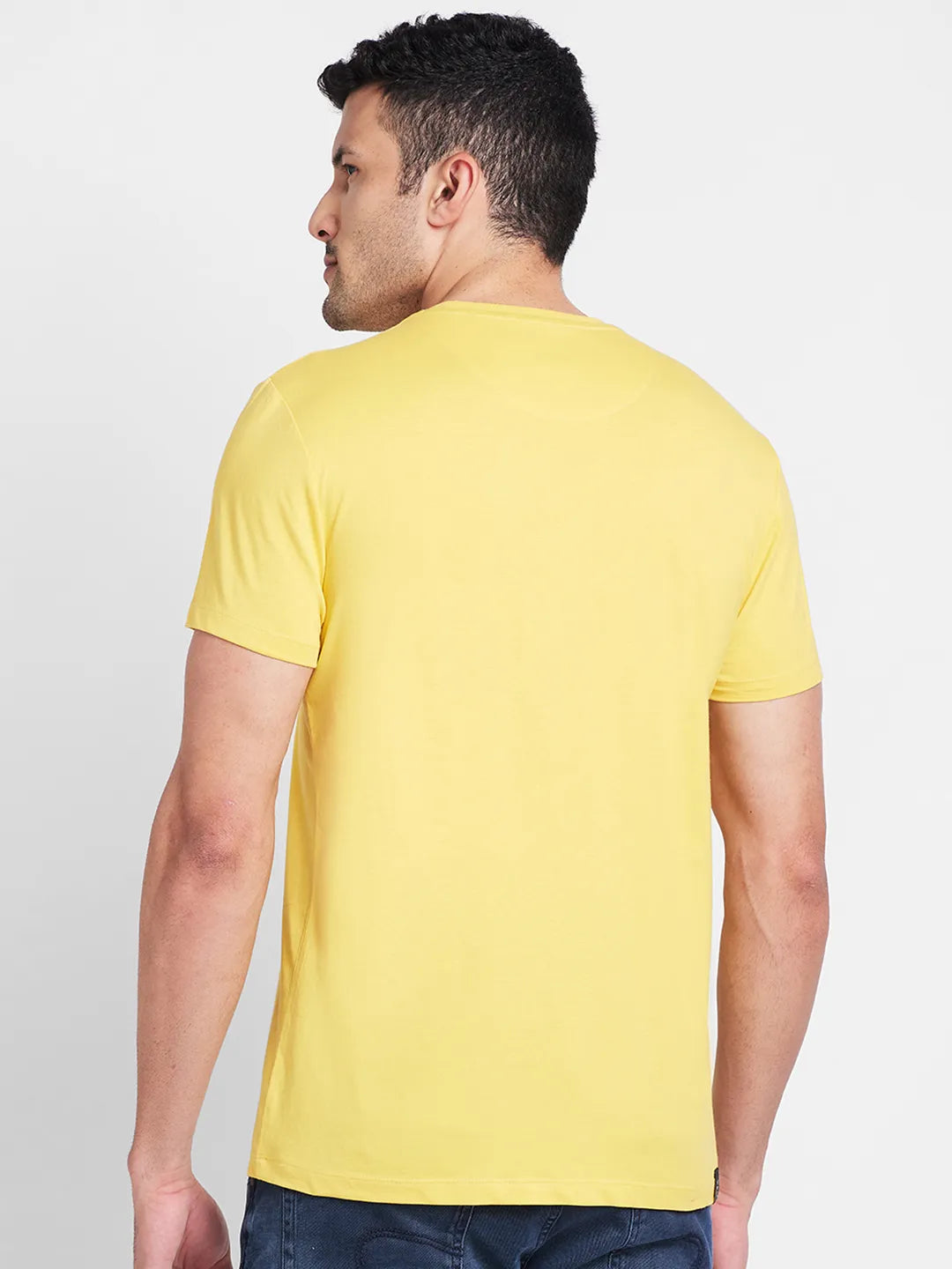 Yellow Regular Fit Round Neck Mens' T-Shirt by Being Human Clothing