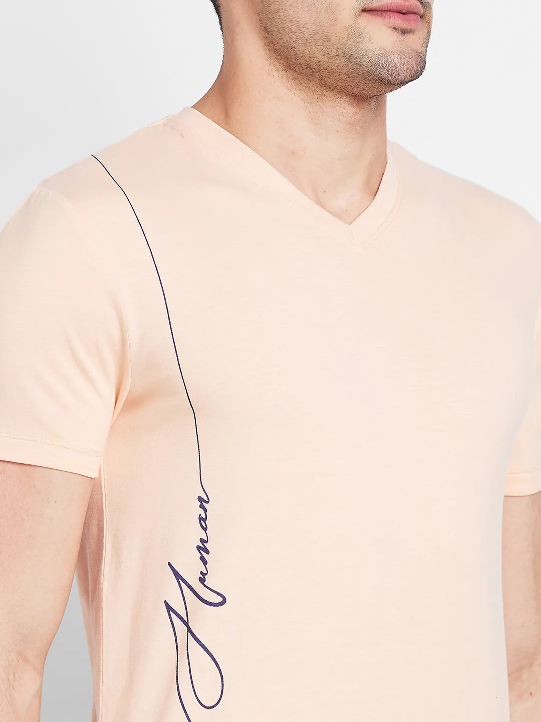 Apricot Regular Fit Round Neck Men's T-Shirt by Being Human Clothing