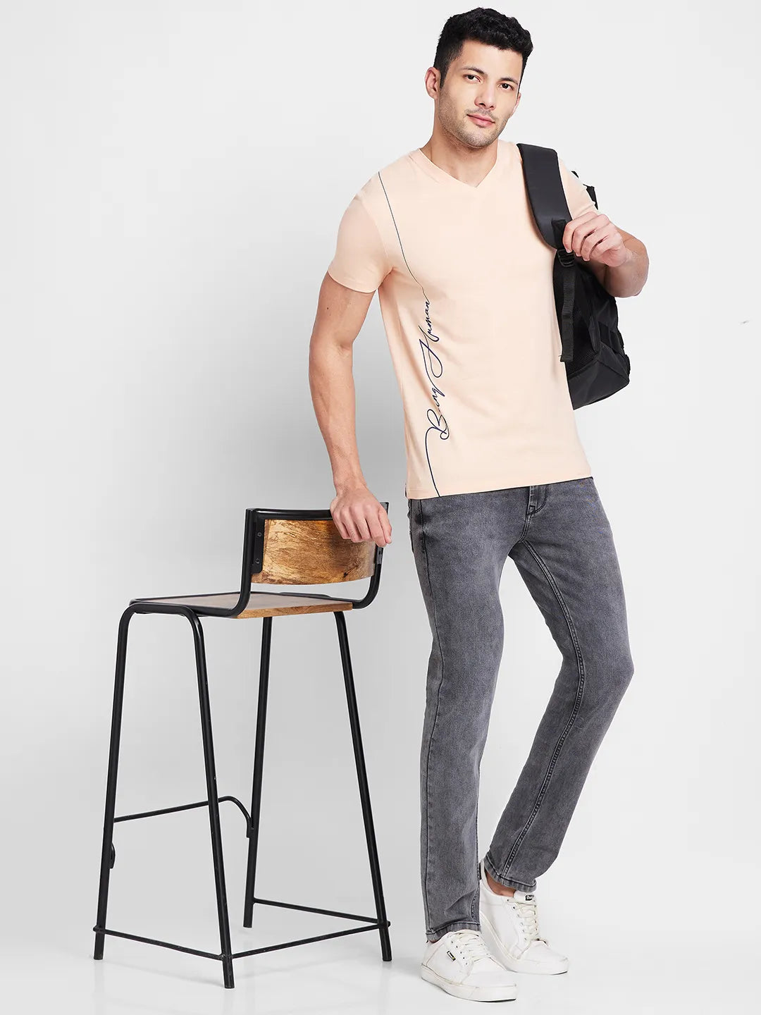 Apricot Regular Fit Round Neck Men's T-Shirt by Being Human Clothing