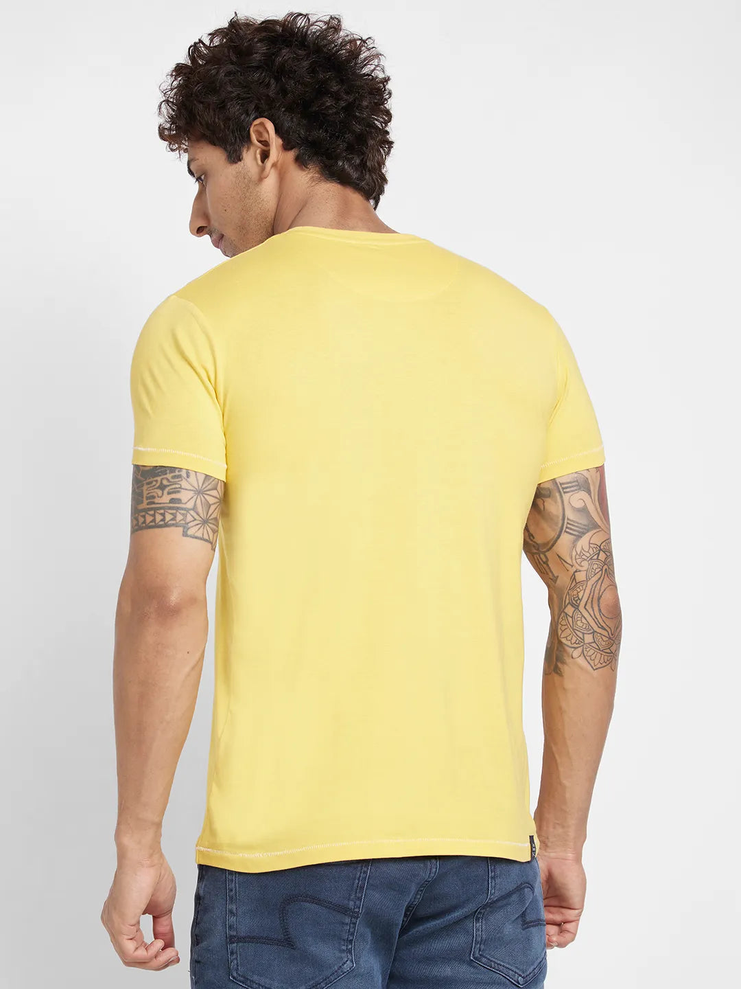 Yellow Regular Fit Round Neck Men's T-Shirt by Being Human Clothing
