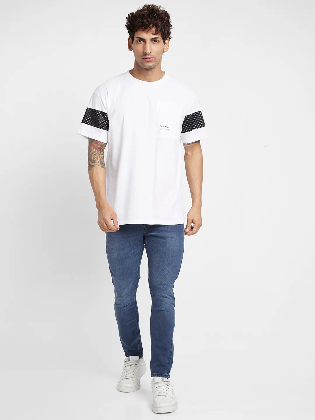 White Regular Fit Round Neck Men's T-Shirt by Being Human Clothing