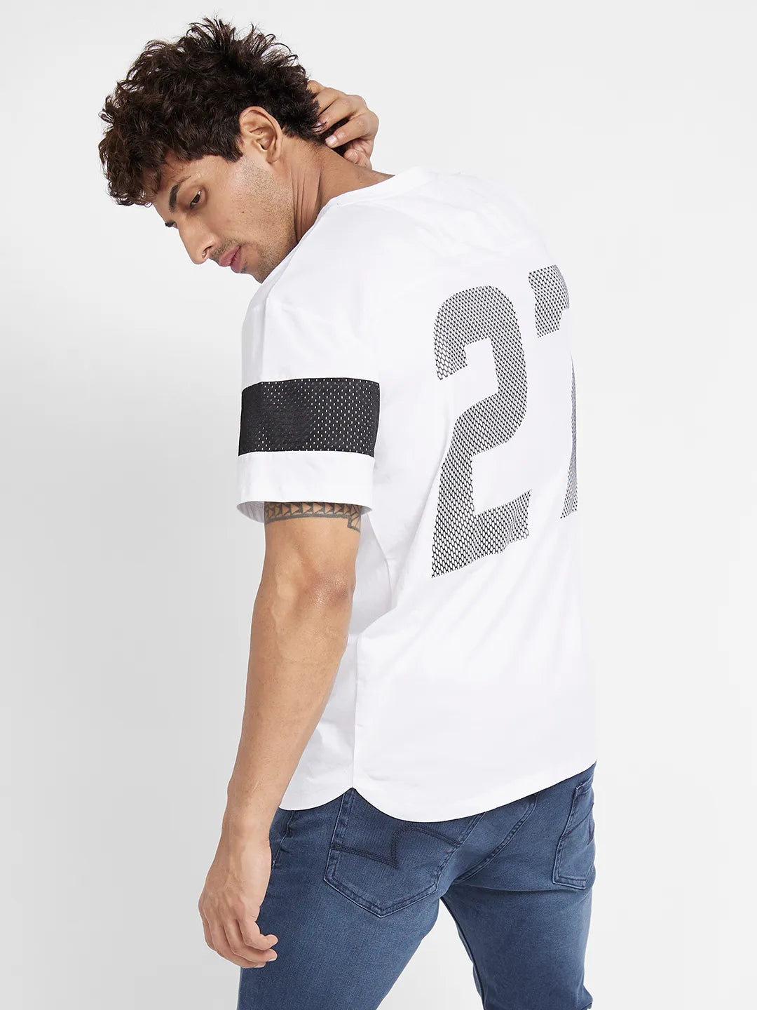 White Regular Fit Round Neck Men's T-Shirt by Being Human Clothing