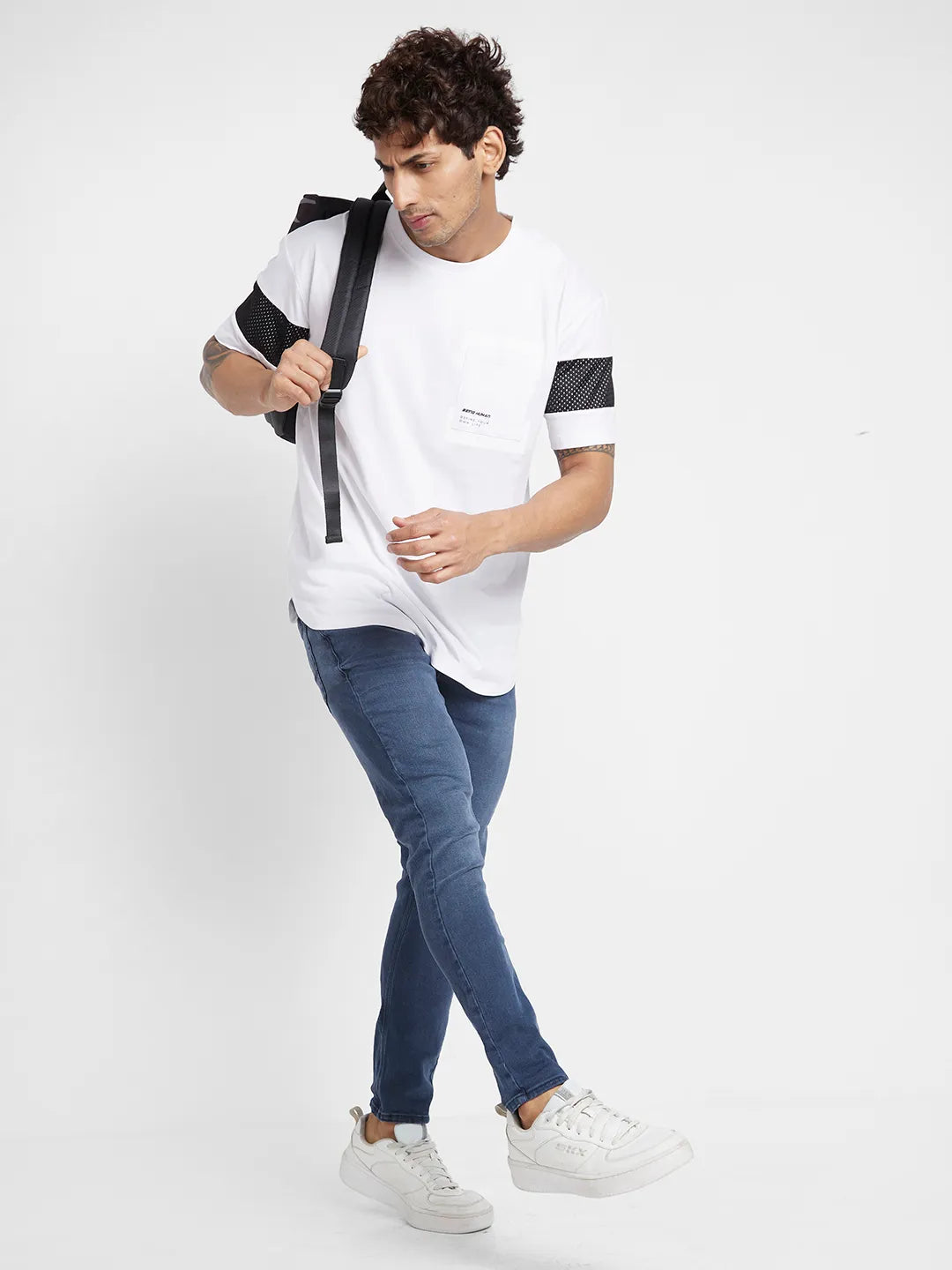 White Regular Fit Round Neck Men's T-Shirt by Being Human Clothing