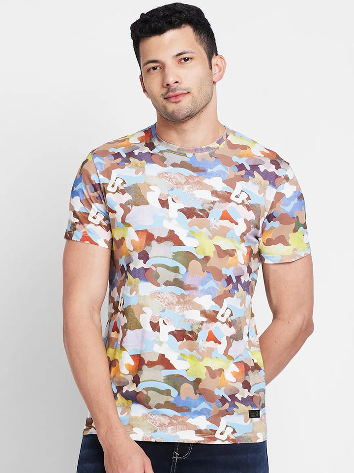 White Printed Regular Fit Men's Short Sleeves T-Shirt by Being Human Clothing