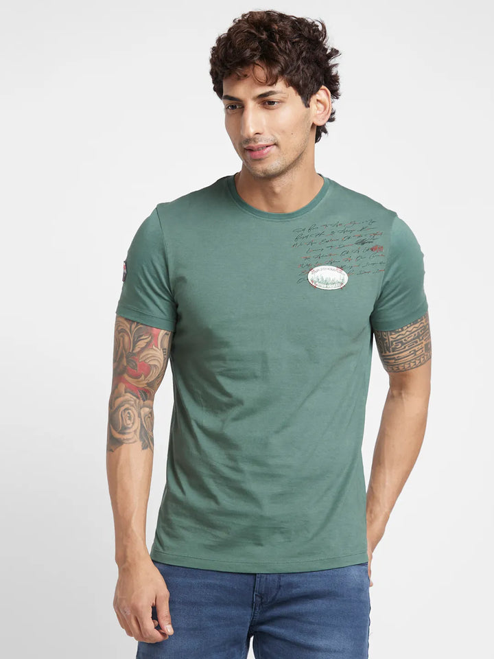 Green Regular Fit Men's Short Sleeves T-Shirt by Being Human Clothing